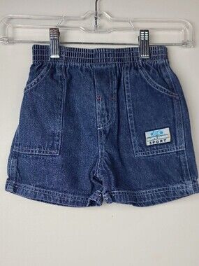 Vintage Y2K Blue's Clues Sport Dark Wash Utility Elastic Denim Jean Shorts 4T